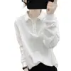 Blusa de Veludo Alemão Plus Size com Gola Polo, Solta, Emagrecedora, Manga Longa para Mulheres, Nova Moda Coreana Outono e Inverno 2025, Camisa Básica