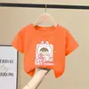 Camiseta Feminina Manga Curta Verão Estilo Fino 2026 Nova Infantil 100% Algodão Respirável para Meninas e Crianças Maiores Roupas Estilosas