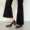 No cansan olor de pies trayecto punta fina tacón grueso Mary Jane zapatos de un solo color con falda 2025 estilo nuevo negro absolutamente deslumbrantes tacones altos mujer