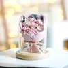 Buquê de Flores de Sabão Artificiais para o Dia dos Namorados, Ornamento de Flor Rosa Eterna em Tampa de Vidro, Presente para o Dia do Professor, Atacado de Comércio Exterior Transfronteiriço