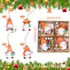 Nueva decoración navideña transfronteriza: Caja de madera de 4 compartimentos con estampado de dibujos animados de un gnomo, adorno de árbol de Navidad de madera
