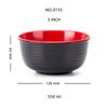 Louça de Plástico Melamina Bicolor Preto e Vermelho Restaurante Sala de Jantar Tigela Malatang Tigela Ramen Japonês Tigela Grande para Mingau Sopa em Pó