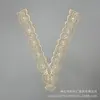 Ramillete Punto Hilo Dorado Soluble en Agua Cuello en V Bordado Ropa para Mujer Accesorios DIY Encaje Dorado Calado Flor de Poliéster