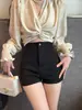 Shorts de cintura alta para mulheres, nova coleção primavera/verão 2026, preto, comprimento três quartos, justo ao corpo, elástico, que realça o quadril, sexy, hot pants casual