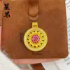 Tienda de Oro Mismo Estilo Colgante de Brújula Girasol Chapado en Oro Rojo Rosa Incrustado de Diamantes para Mujer, Cadena de Suéter de Disco de Filigrana Hueca Venta al por Mayor