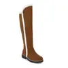 Botas de Cano Alto Redondas Foscas Tamanho Grande Botas Femininas Europeias e Americanas Salto Médio Exportação Transfronteiriça X25120004