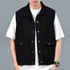 Nuevo chaleco sin mangas de solapa estilo americano para hombre, primavera y otoño, nueva chaqueta versátil retro de trabajo para pesca al aire libre, corte holgado para hombre