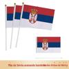 Bandeira da Sérvia acionada manualmente 14 x 21 cm Bandeira da Sérvia acionada manualmente vários tamanhos bandeira de poliéster com mastro