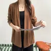 Cardigan de Lã 100% Fina com Design Reversível Ai para Mulheres, Estilo Fino de Primavera, Jaqueta Tricotada Casual e Relaxada