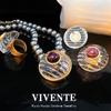 Colar de Dopamina terno Estilo Pequeno Fragrante Marcação Bronze Ouro Real Resina Importada Cor de Todas as Combinações Anel Sem Cor Brincos