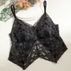Camisola de pétalos estilo francés, malla de encaje, sujetador cómodo, lencería ligera, diseño de espalda sexy, sujetador camisola