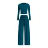 Conjunto Amazon transfronteiriço europeu e americano: calça casual de perna larga da moda, com cadarço, cor sólida, acinturada, para outono e inverno