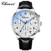 Reloj Multifuncional para Hombre Dawn Calendario de Tres Ojos Reales Seis Agujas Cronógrafo Correa de Acero Fabricante Transfronterizo en Vivo Reloj de Cuarzo