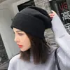 Chapéu Feminino Outono e Inverno Chapéu de Lã Preto Tricotado Moda Coreana Fashionável Chapéu de Lua Chapéu Casual de Inverno Pós-parto Chapéu Frio Coreano