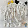 2024 Nuevo Pijama de Algodón Nube para Mujer Verano Manga Corta Shorts Dulce Lindo Dibujos Animados Ropa de Casa para Dama traje