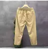 Calças casuais de alta qualidade, calças harém masculinas de corte solto, calças estilosas, calças de trabalho leves para o verão, calças compridas da moda