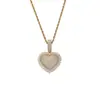Collar de Hip Hop Europeo y Americano Colgante de Corazón de Melocotón de Cobre Rap Completo Zirconio Joyería de Industria Pesada Superpuesta para Hombre Comercio Exterior