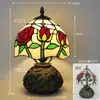Nueva Lámpara de Mesa Tiffany Estilo Retro Americano Sala de Estar Estudio Lámparas Artesanales de Vidrio de Colores Pantalla de Lámpara Lámpara de Mesa Americana