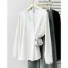 Moda Coreana de Principios de Otoño Talla Grande 100 kg Camiseta de Manga Larga con Escote en V y Ribete de Encaje Elegante Capa Interior Top Casual 0918