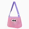 Bolsa de Playa de Malla con Diseño Simple de Ojos de Dibujo Animado Estilo Coreano Transfronteriza con Correa de Hombro Ajustable, Se Pueden Añadir Diseños