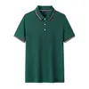 Camisa Polo Piquet Algodão Imitação Personalizada Estampa Logo Workwear Gola Lapela Bloco de Cores Manga Curta Feita Sob Encomenda Camisa Publicitária Workwear Corporativo