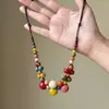 Colar de Cerâmica Artesanal Inspirado em Zen com Penas de Bronze Antigo, Corrente Longa para Suéter Estilo Étnico Retrô Boêmio