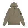 Suéter com capuz e zíper de fleece terry com forro de pedra europeu e americano, manga longa, cor sólida, com emblema, para casais, ilha