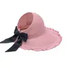 Sombrero de ala ondulada de copa abierta para mujer, Sombrero de sol para protección solar al aire libre, Sombrero de paja de ala grande, Sombrero versátil de ala ancha