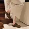 Pantuflas de Felpa Cálidas Estilo Coreano para Cubrir la Cabeza Uso Exterior 2026 Otoño/Invierno Nuevas con Correa Única Moda Persona Perezosa Pantuflas de Algodón Peludas