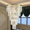 Lustre de Sala de Estar de Luxo Leve Estilo Americano, Luz Principal de Escada, Luz Principal de Teto Alto de Hall de Villa Duplex, Lustre Grande de Cristal de Alto Padrão
