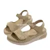 Sandalias de Mujer Retro Cómodas de Verano Talla Europea y Americana Transfronteriza 43 Punta Redonda Cuña Nuevo Estilo Comercio Exterior Wholesale Talla Grande