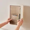 Soporte de Palillos para Cocina Montado en Pared Caja de Almacenamiento de Palillos con Tapa Jaula de Palillos a Prueba de Polvo Estante de Almacenamiento Multifuncional Doméstico con Drenaje de Agua