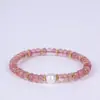 Pulsera de Cuentas Espaciadoras para Pastillas de Cristal Natural para Mujer, Moda Imitación Jade Piedra Lunar Gris, Estilo Fresco Pulsera de Círculo Único Venta al por Mayor