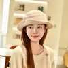 Chapéu elegante de feltro de lã estilo Hepburn francês, chapéu de pescador retrô feminino outono/inverno, chapéu de aba quente para atividades ao ar livre