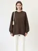 Nueva colección Otoño/Invierno 2026: Suéter de punto liso, cuello redondo, estilo coreano, corte holgado, ajuste relajado, suave y cómodo, estilo jersey, top de mujer de moda