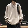 Nueva camiseta de manga larga de algodón puro Jingtao para hombre, primavera y otoño, color liso, camiseta básica, top casual holgado, camiseta de cuello redondo con capucha