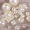 Contas imitação de pérola de furo reto grande em ABS, contas soltas perfuradas para acessórios de joias de pulseira e colar feitos à mão DIY