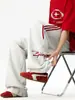 Calça de Três Listras para Mulheres 2025 Primavera Nova Retro Americana Tendência Marca Peso Pesado Solta Reta Esportiva Casual Longa
