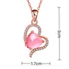 Collar de Cristal Rosa en Forma de Corazón Chapado en Oro Rosa de 18K Estilo Coreano Nuevo Estilo Elegante Celebridad de Internet Amor Flor de Durazno Colgante de Piedra Hibisco