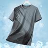 Camiseta Masculina de Manga Curta com Estampa Xadrez de Seda Gelada para E-commerce Transfronteiriço, Verão, Gola Redonda, Manga Meia, Secagem Rápida, Roupas Casuais e Leves para Exterior