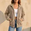 Chaqueta Casual Larga de Manga Larga Retro con Cuello Alto y Cremallera Hombro Caído Holgada para Mujer - Europea y Americana Transfronteriza Otoño e Invierno 2026