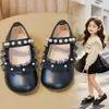 Zapatos de Cuero para Niñas Zapatos de Princesa con Encaje y Perlas para Bebé Nuevos 2026 Primavera y Otoño Versátiles Estilo Princesa Zapatos de Cuero para Niñas Pequeñas