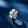 Anillo de Moissanita para Mujer Plata S925 Banda de una Sola Fila con Diseño de Corona, Anillo de Cola Única, Apilable, Moderno, Sencillo, Estilo Europeo y Americano
