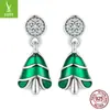 Pendientes Originales de Copo de Nieve y Campana Navideña Yinziyun Plata de Ley S925 Pendientes de Árbol de Navidad Europeos y Americanos Pendientes de Manzana Pendientes