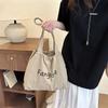 Bolsa de Lona de Grande Capacidade para Mulheres, Versátil de Verão Novo Estilo 2026, Bolsa de Ombro Estilo Artístico, Bolsa Tote para Aula de Estudante Universitário