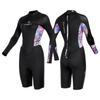 Traje de Buceo Dive&Sail para Hombre de 1.5 mm de una Pieza con Mangas Largas, Shorts de Buceo, Traje de Baño Engrosado Cálido para Surf y Snorkel para Mujer