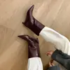 Botines de Tobillo con Funda de Tacón de Gato para Mujer Botas Desnudas Otoño e Invierno Nuevos Botines de Tobillo para Mujer de Piel de Vaca con Punta Fina y Tacón Medio