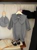 Roupas de Bebê, Roupas de Outono, Macacões Estilo Preppy, Moletons Tricotados com Laço Estilo Coreano para Bebês de Meses, Roupas para Bebês Engatinharem