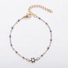 Corrente de contas de crisântemo Jinyiyuan corrente cruzada de margarida em ouro 18K pulseira de esmalte com pingente de crisântemo de seis pétalas sensação de menina bonita e fofa