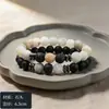 Pulsera de Piedra Elástica Colorida con Bloques de Color Estilo Ins Pulsera para Hombre de Alta Calidad Regalo de Vacaciones Moda al por Mayor